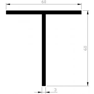 AluArt T-profiel 60x60x3 mm L 3000 mm per 2 stuks aluminium onbewerkt AL098216