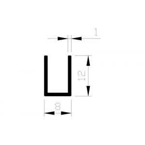 AluArt U-profiel 12x8x12x1 mm L 3000 mm per 2 stuks aluminium onbewerkt AL098302