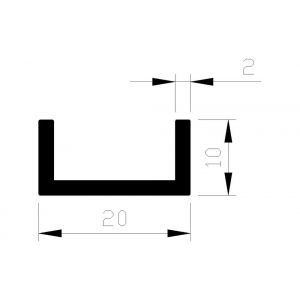 AluArt U-profiel 10x20x10x2 mm L 6000 mm aluminium onbewerkt AL096308