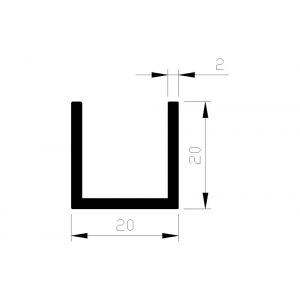 AluArt U-profiel 20x20x20x2 mm L 3000 mm per 2 stuks aluminium onbewerkt AL098309