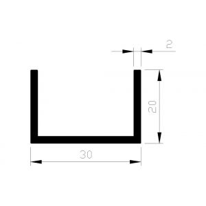 AluArt U-profiel 20x30x20x2 mm L 6000 mm aluminium onbewerkt AL096312