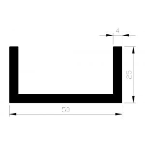 AluArt U-profiel 25x50x25x4 mm L 6000 mm aluminium onbewerkt AL096314