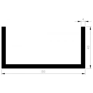 AluArt U-profiel 40x80x40x4 mm L 6000 mm aluminium onbewerkt AL096318