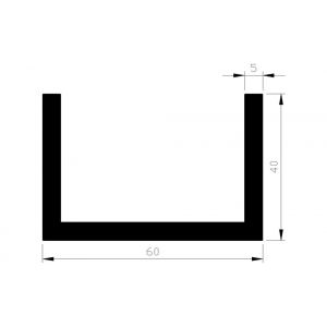 AluArt U-profiel 40x60x40x5 mm L 3000 mm per 2 stuks aluminium onbewerkt AL098320