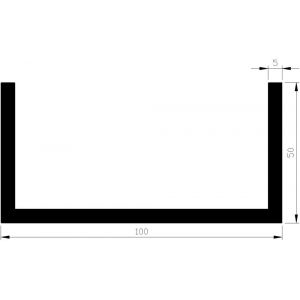 AluArt U-profiel 50x100x50x5 mm L 3000 mm per 2 stuks aluminium onbewerkt AL098322