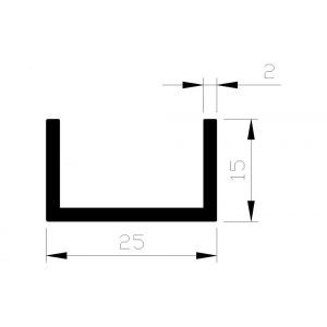 AluArt U-profiel 15x25x15x2 mm L 3000 mm per 2 stuks aluminium onbewerkt AL098336