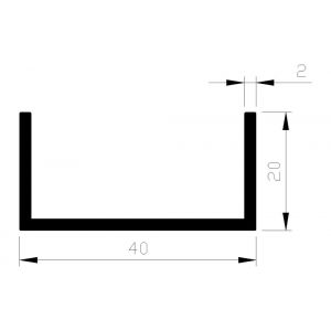 AluArt U-profiel 20x40x20x2 mm L 6000 mm aluminium onbewerkt AL096337