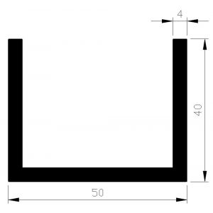 AluArt U-profiel 40x50x40x4 mm L 6000 mm aluminium onbewerkt AL096338