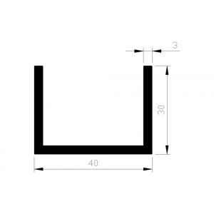 AluArt U-profiel 30x40x30x3 mm L 6000 mm aluminium onbewerkt AL096341