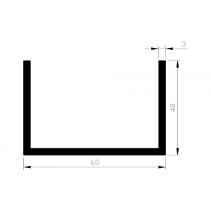 AluArt U-profiel 40x60x40x3 mm L 6000 mm aluminium onbewerkt AL096342