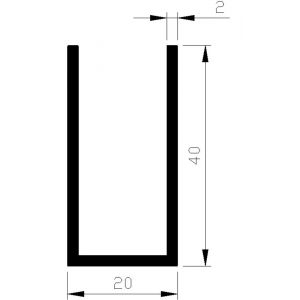 AluArt U-profiel 40x20x40x2 mm L 3000 mm per 2 stuks aluminium onbewerkt AL098345