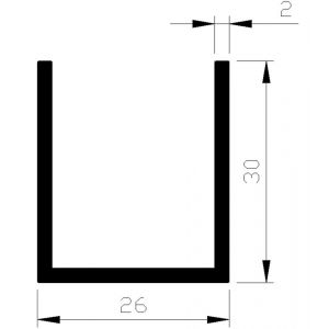 AluArt U-profiel 30x26x30x2 mm L 6000 mm aluminium onbewerkt AL096346