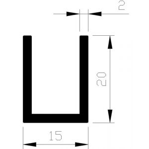 AluArt U-profiel 20x15x20x2 mm L 3000 mm per 2 stuks aluminium onbewerkt AL098347