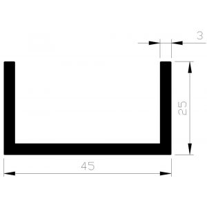 AluArt U-profiel 25x45x25x3 mm L 6000 mm aluminium onbewerkt AL096348