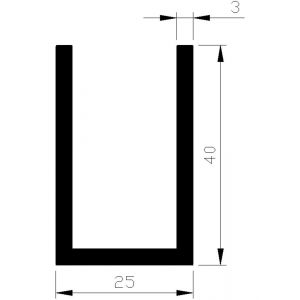 AluArt U-profiel 40x25x40x3 mm L 6000 mm aluminium onbewerkt AL096349