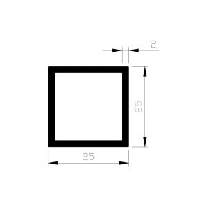 AluArt vierkante buis 25x25x2 mm L 2500 mm per 2 stuks aluminium onbewerkt AL097403