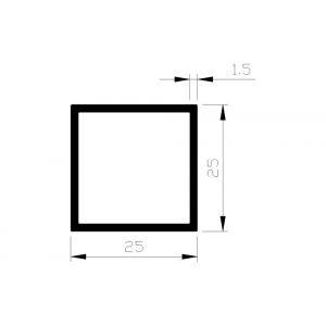 AluArt vierkante buis 25x25x1,5 mm L 6000 mm aluminium onbewerkt AL096404