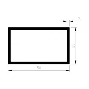 AluArt rechthoekige buis 50x30x2 mm L 3000 mm per 2 stuks aluminium onbewerkt AL098505