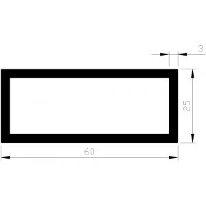 AluArt rechthoekige buis 60x25x3 mm L 3000 mm per 2 stuks aluminium onbewerkt AL098506