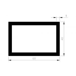 AluArt rechthoekige buis 60x40x4 mm L 6000 mm aluminium onbewerkt AL096507