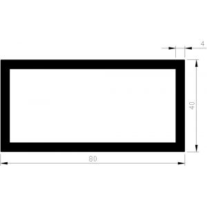 AluArt rechthoekige buis 80x40x4 mm L 2500 mm per 2 stuks aluminium onbewerkt AL097508