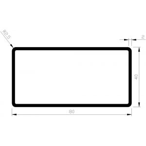 AluArt rechthoekige buis 80x40x2 mm afgeronde hoek L 6000 mm aluminium onbewerkt AL096511