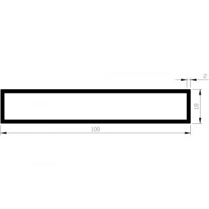 AluArt rechthoekige buis 100x18x2 mm L 3000 mm per 2 stuks aluminium onbewerkt AL098512