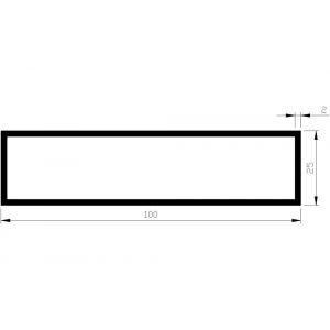 AluArt rechthoekige buis 100x25x2 mm scherp L 3000 mm per 2 stuks aluminium onbewerkt AL098513