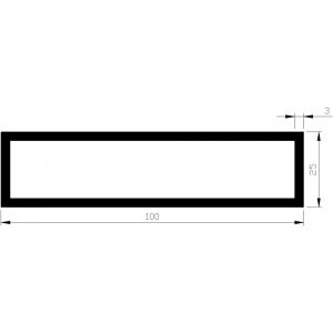 AluArt rechthoekige buis 100x25x3 mm L 6000 mm aluminium onbewerkt AL096514