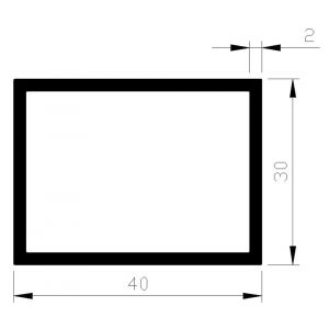 AluArt rechthoekige buis 40x30x2 mm L 6000 mm aluminium onbewerkt AL096517