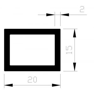 AluArt rechthoekige buis 20x15x2 mm L 6000 mm aluminium onbewerkt AL096519