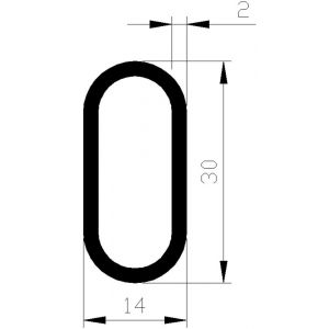 AluArt buis ovaal 30x14x2 mm MX6 zwart L 3000 mm per 2 stuks aluminium geanodiseerd AL098708