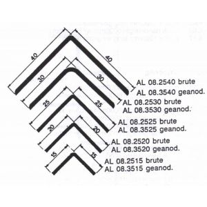 AluArt hoekbeschermer 1000x30x30x2 mm set 6 stuks 8713329110610 aluminium brute AL221530