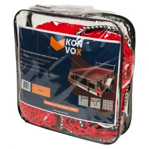 Konvox aanhangwagennet met hoeklussen en elastiek rood 200x300 cm LAZE1400-2191