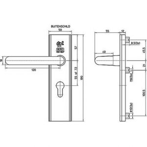 Nemef veiligheidsbeslag F1 kruk-kruk AK 3407-55 mm antikerntrek blister 9340700530