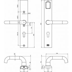 Nemef deurbeslag 7360/01-72 mm Radaris Evolution 600 serie 9736001720