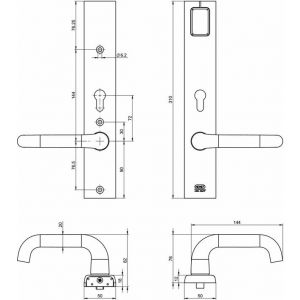 Nemef deurbeslag 7380/02-72 mm dubbelzijdig compleet Radaris Evolution 9738002720