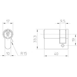 Nemef Enkele Europrofielcilinder 131/9P 3 sleutels 20 mm verlengd gelijksluitend BW A000391607