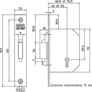 Nemef schuifdeurslot 605-50 bulk per 5 9060500500