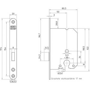 Nemef cilinder insteek kastslot PC-uitsparing 1258/3-50 bulk per 10 A000318040