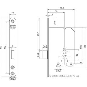 Nemef cilinder insteek kastslot PC-uitsparing 1258/17-50 bulk per 10 9125817500