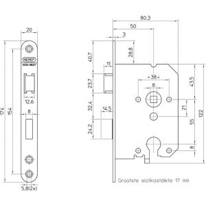 Nemef deurslot PC-uitsparing 1269/3-50 bulk per 10 A000318043