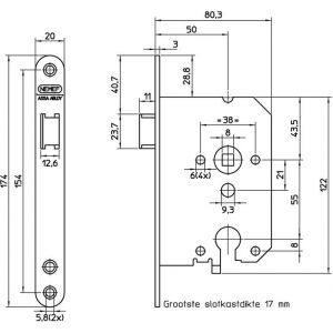 Nemef cilinderloopslot PC-uitsparing 1269/37-50 DR draairichting 2+4 bulk per 10 9126937502