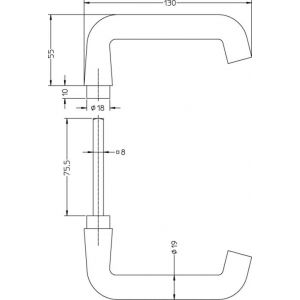 Nemef deurkruk D model G1 3150 D-model deur 38 mm 9315000000