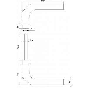 Nemef deurkruk duimmodel G1 3151 duim deur 38 mm 9315100000