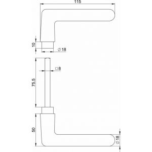 Nemef deurkruk L model G1 3302 L-model deur 38 mm 9330200000