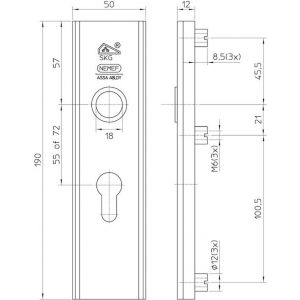 Nemef veiligheidsbeslag F1 kortschild 3406-55 mm 9340600550