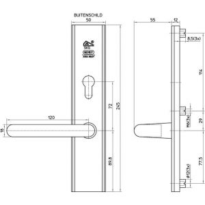 Nemef veiligheidsbeslag F1 Comfort kruk-kruk 3467-72 mm 9346700720