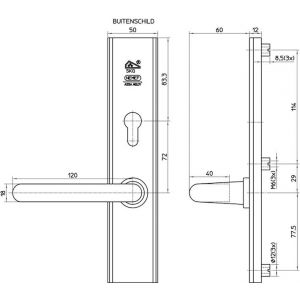 Nemef veiligheidsbeslag F1 Comforte kruk-kruk 3477/01-72 mm F1 9347701720