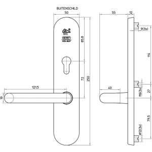 Nemef veiligheidsbeslag F1 Comfort kruk-kruk 3567-72 mm 9356700720